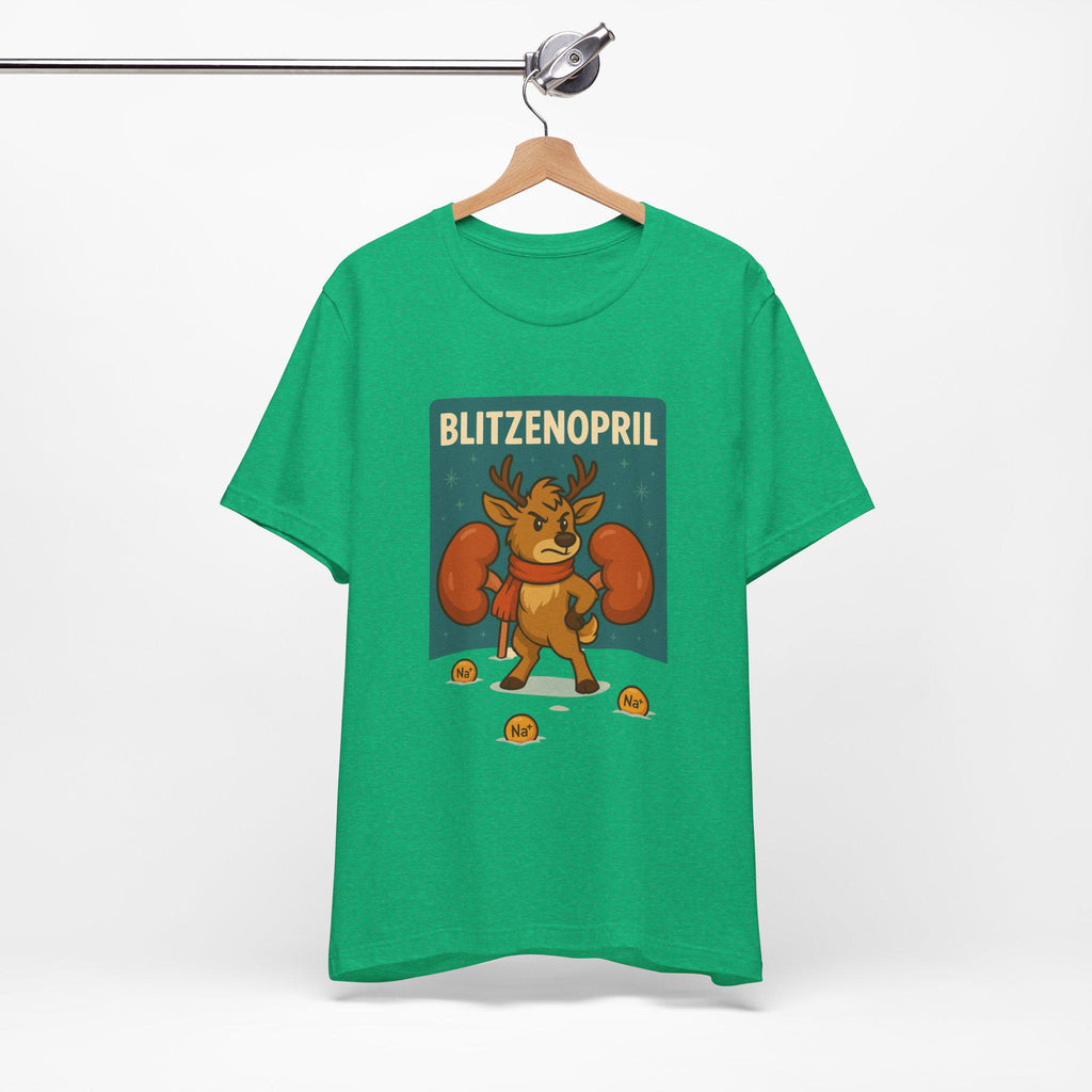 Blitzenopril Protecting Kidneys T-Shirt | Funny Holiday Cartoon Tee