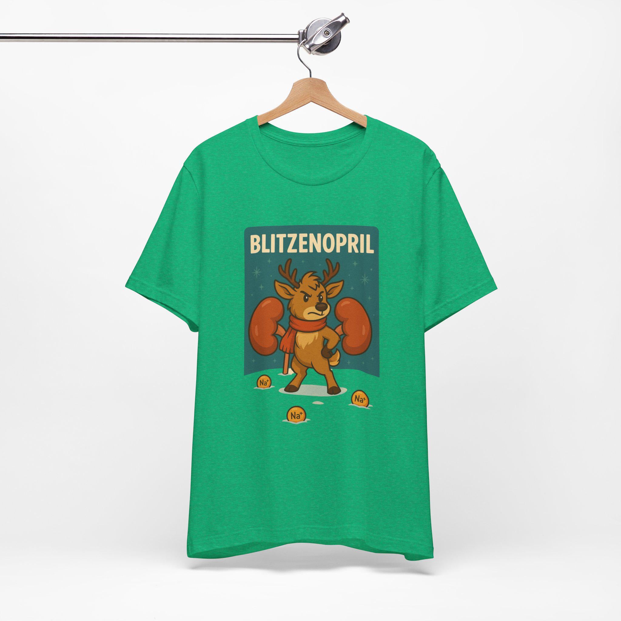 Blitzenopril Protecting Kidneys T-Shirt | Funny Holiday Cartoon Tee