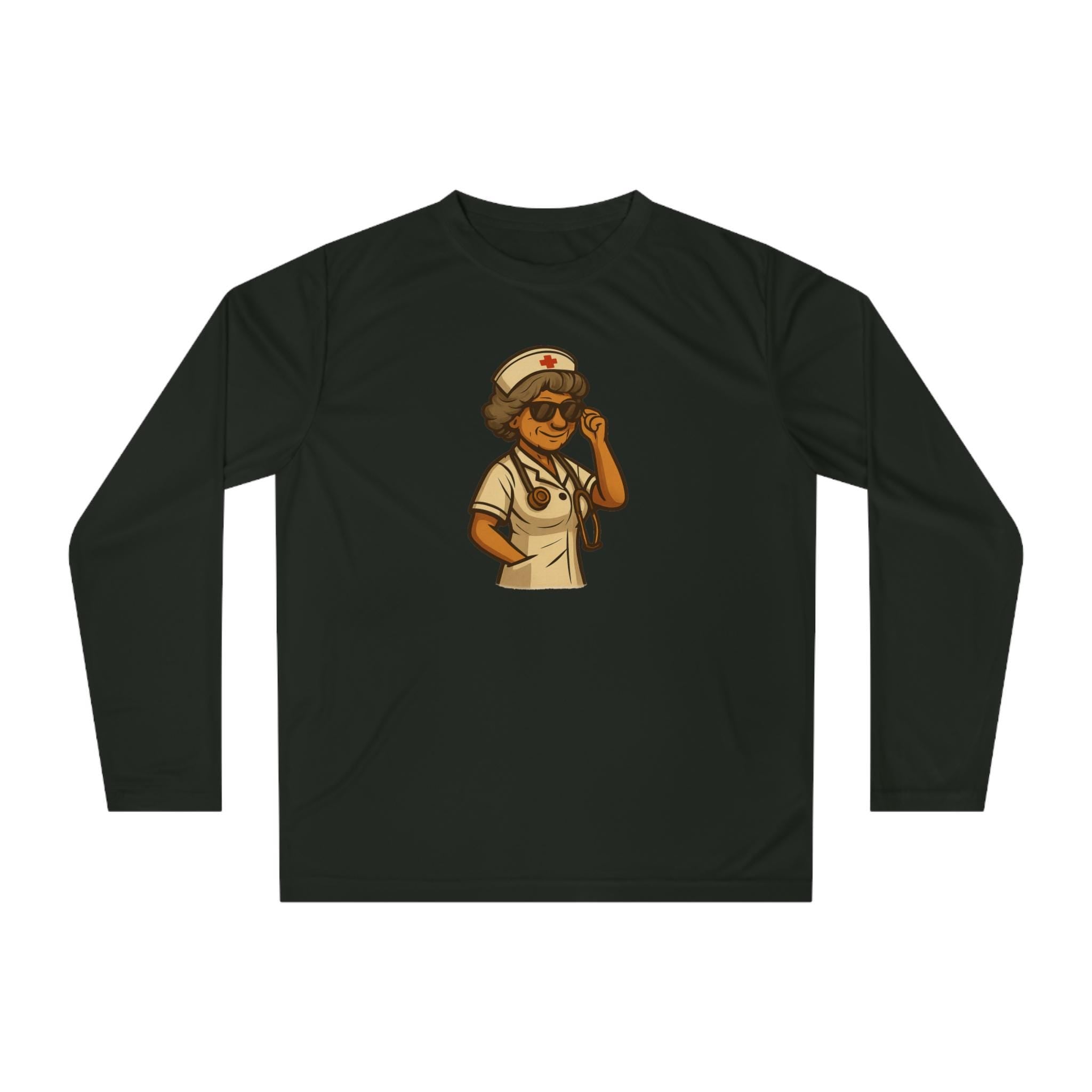 Retro Nurse Long Sleeve Shirt | Medical Cartoon Tee