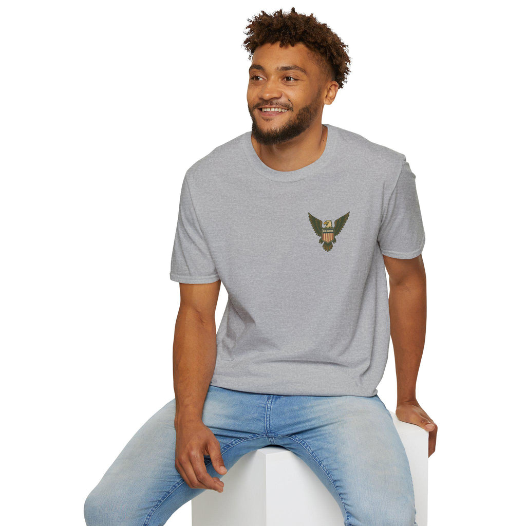 Military Eagle Chest Emblem T-Shirt | Patriotic Camouflage Badge