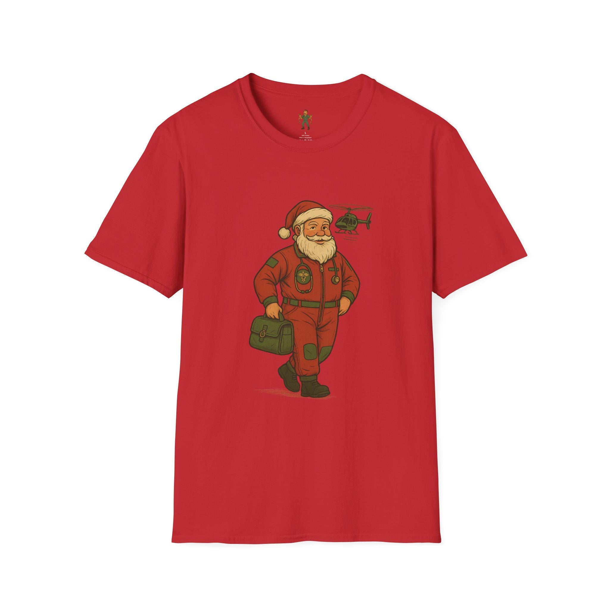 Santa Flight Nurse T-Shirt | Retro Medical Santa Tee