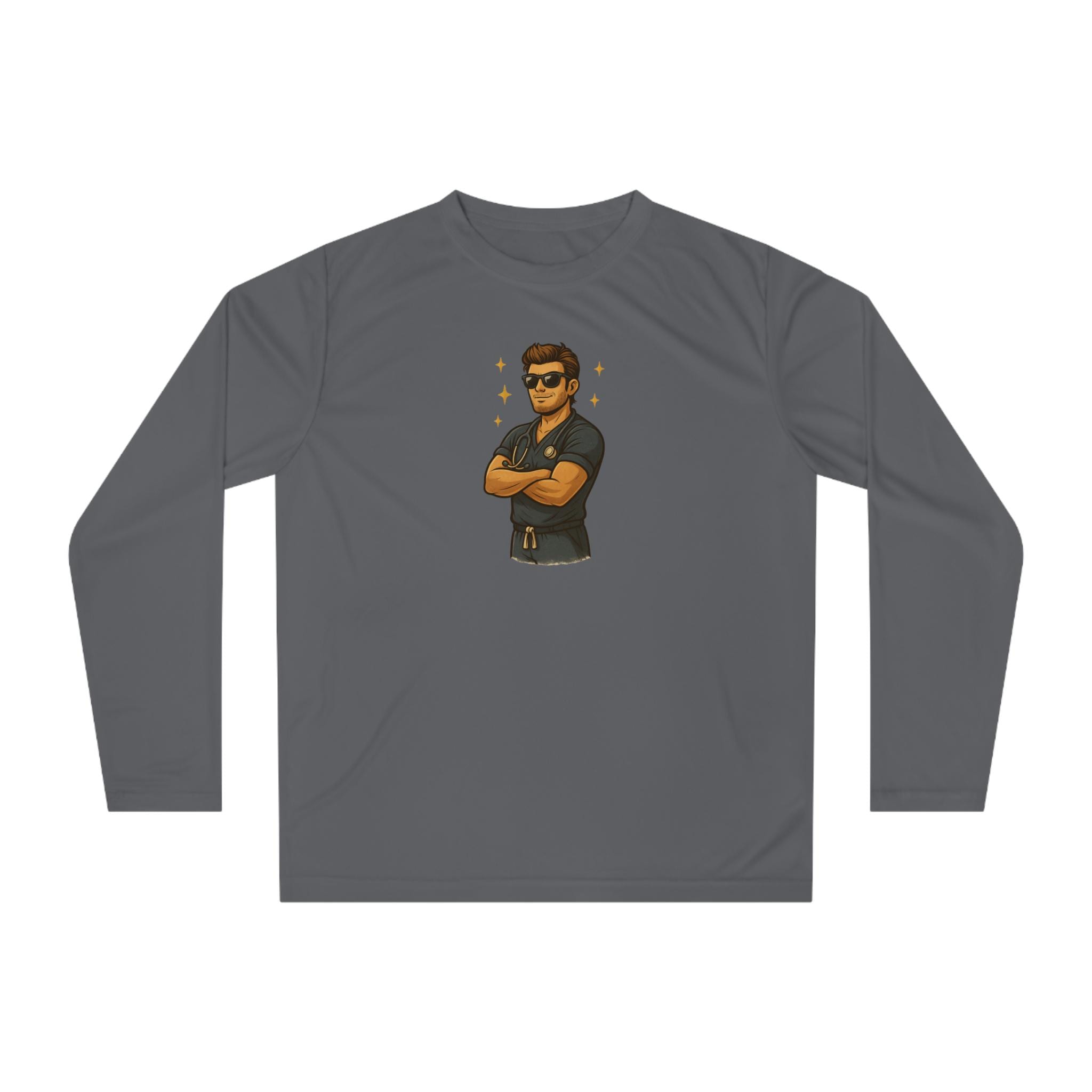 Male Nurse Long Sleeve Shirt | Cartoon Nurse Arms Crossed