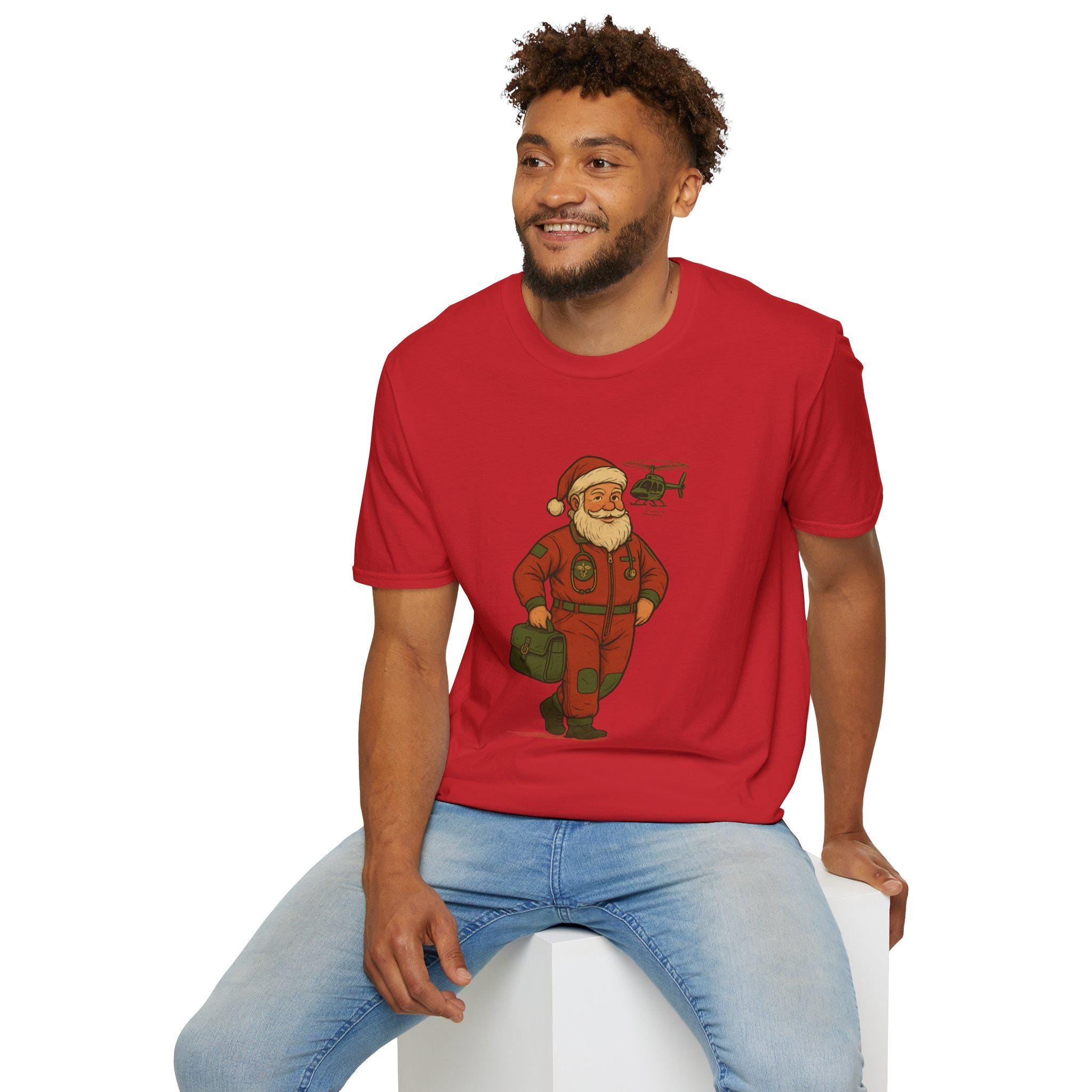 Santa Flight Nurse T-Shirt | Retro Medical Santa Tee