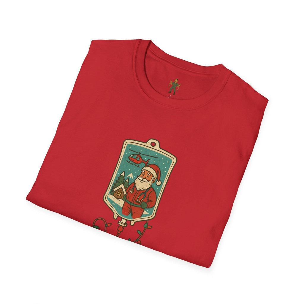 Flight Nurse Santa T-Shirt | Vintage Healthcare Holiday Scene