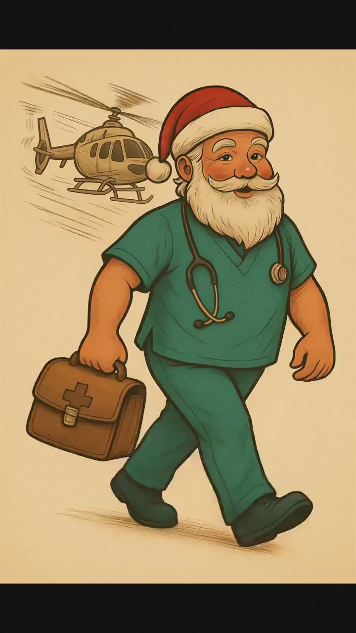 Santa Flight Nurse T-Shirt | Retro Medical Santa Tee